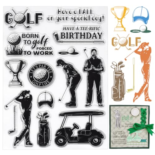 PH PandaHall Golf Clear Stamps, Sport Theme Transparent Rubber Stamp