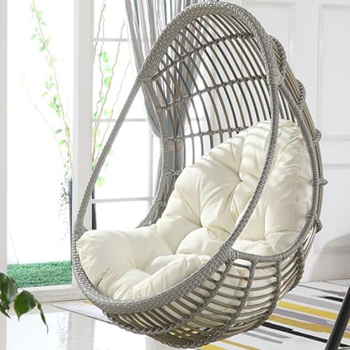 Cojín colgante para silla de huevo, impermeable, para interiores y exteriores, cojín de repuesto para silla de hamaca, color crema