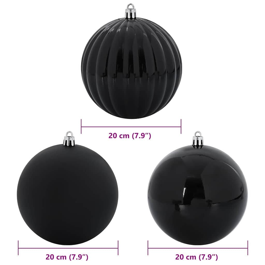 Bombki świąteczne 4 sztuki czarne 20 cm plastikowe