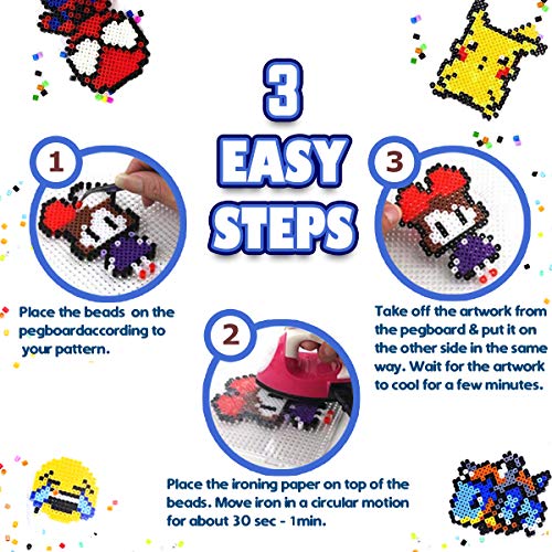 FunzBo Fuse Beads Craft Kit - 111 Patterns Melty Fusion Colored Beads Arts and Crafts Pearler Set for Kids - 5500 5mm Bead 9 pegboards for Boys Girls Age 5 6 7 Classroom Activity Gift (Large)