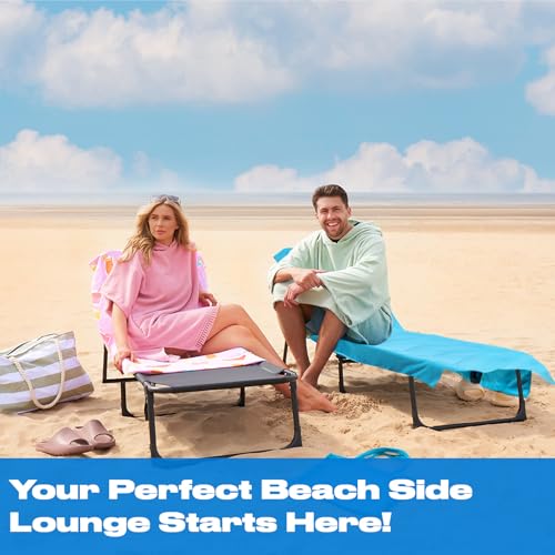 Brentfords Sun Lounger Towels with Pockets, Soft Quick-Dry Absorbent Large Beach Towel in a Bag Lightweight Lounger Towels For Travel Poolside or Beach Days, 75 x 215cm - Lemon Tile - Image 3