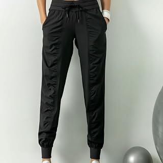 ZBDP Pantalones Deportivos Plisados ​​con cordón para Mujer, Color Liso, de Secado rápido, Informales y cómodos