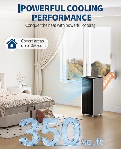 Image of Garvee 8000 BTU Portable Air Conditioner, 3-in-1 Cooling, Dehumidifier & Fan Portable AC for Bedroom & Small Rooms up to 350 Sq. Ft., Sleep Mode, 24-Hr Timer, Remote, Window Kit, 115V, Black Top