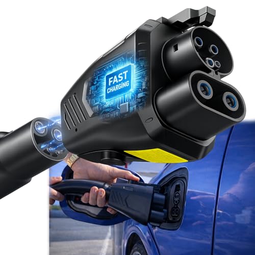 Kubomszz NACS to CCS Adapter for Fast Charging CCS1 EV in Tesla V3/V4 Supercharger Max 500A 1000V NACS DC Adapter for Road Trip Charge Backup Dual Locks for Sturdy Secure Connection