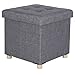 WOLTU Taburete con Asiento de Cubo de Almacenamiento Caja de Almacenamiento Tapa Extraíble Asiento de Lino Acolchado Patas de Madera, 38x37,5x38CM Gris Oscuro, SH25dgr