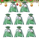 クリスマスラッピングバッグ | 8枚セット お菓子用 ひも付きクリスマスギフト袋,ホーム パーティー デコレーション 用品 子供 大人 向け ホリデー ウェディング ツリー 友達 フェスティバル イベント サプライ