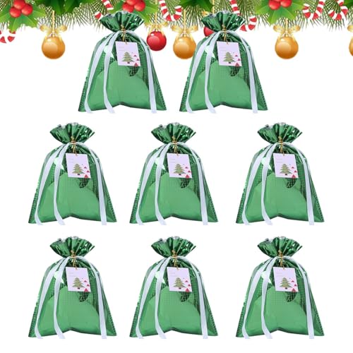 クリスマス ギフト パッケージ バッグ | 8枚セット お菓子用 ひも付きクリスマスギフト袋,装飾用パーティー ファーバー ウェディング 誕生日 フェスティバル 子供 クッキー用