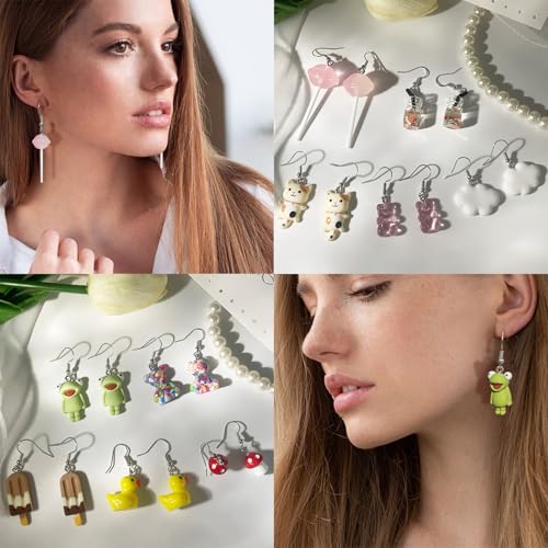 24Pairs Weird Funny Earrings for Women Girls Mushroom Duck Food Animal Earrings Bulk Cute Aesthetic Drop Earrings Weirdcore Kawaii Funky Dangle Ear Jewelry3