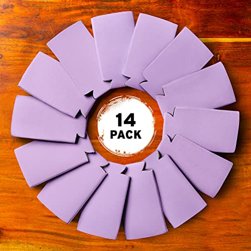 Image of Slim Can Cooler Sleeves (14-Pack) Soft Slim Can Koolie for White Claw Seltzer & Slim Beer - HTV Blanks for Vinyl Projects - Skinny Can Koolies Bulk - Tall Can Coolies for Slim Cans (Lavender)