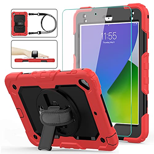 One-Day Sale: Up to 60% Off iPad Mini 5/4 Case, iPad Mini 5th/4th Generation Case 7.9'', [Kid Proof] Ambison Full Body Protective Case with 9H Tempered Glass Screen Protector, 360° Rotatable Kickstand & Hand Strap (Red & Black)
