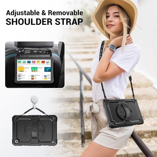 SEYMAC Case for Samsung Galaxy Tab A9 Plus 11 inch 2023, Shockproof Protective Galaxy A9 Plus Tablet Case With Screen Protector/Hand Strap/Rotating Stand,SM-X210/SM-X216/SM-X218 Case, Black - Image 5
