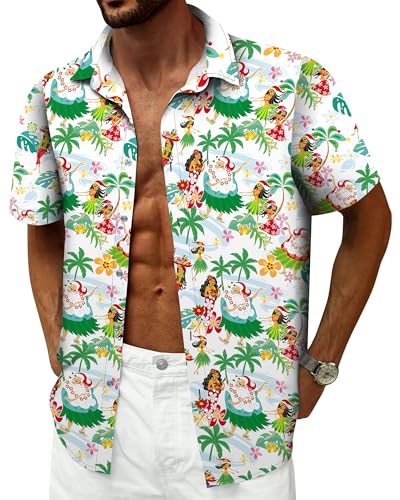 Image of Hawaiian Shirt for Men Tropical Shirts Summer Beach Button Down Short Sleeve Luau Aloha Floral Cruise Vacation Outfit 2026