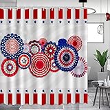 APROPHIC 4th of July Shower Curtain for Bathroom Patriotic Independence Day American Flag Star Swirl