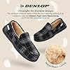 DUNLOP Moccasins Slippers Men Loafers Faux Fur Slippers Rubber Sole Memory Foam House Slippers Indoor Shoes Gifts For Men (Black Grey, 8 UK) #3