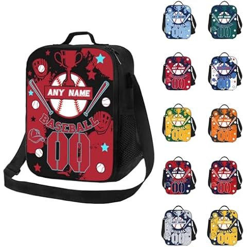 Gvekmqu Custom Lunch Bag With Name And Number Personalized Insulated Reuseable Lunch Box Baseball Fans Gifts For Men Women Cover