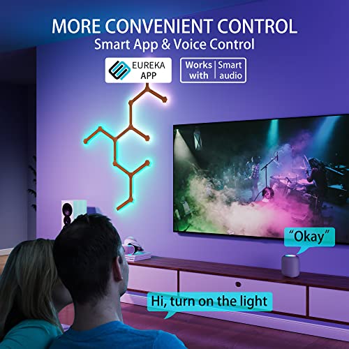 EUREKA-ERGONOMIC-RGB-LED-Lines-Lights-Led-Light-Wall-Panels-Wi-Fi-Smart-LED-Wall-Lights-with-Music-Sync-Smart-Voice-APP-Control-LED-Strip-Lights-for-Gaming-Room-Streaming-and-Bedroom9Pack
