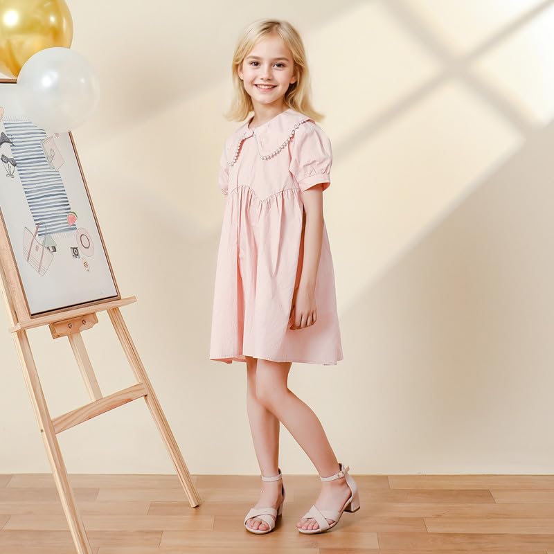 High Heels for Kids Sandals for Girls Dress Shoes Flower Girl Shoes Open Toe Ankle Strap Block Chunky Heels for Toddler Little Big Kids Low Wedge Sandals for Wedding Party Dress Up3