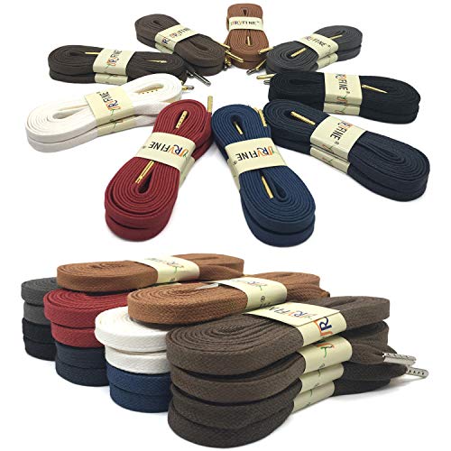 Yjrvfine 1/3" Flat Waxed Cotton Shoelaces White With Metal Tips 55 Inch [2 Pair] #TOP5