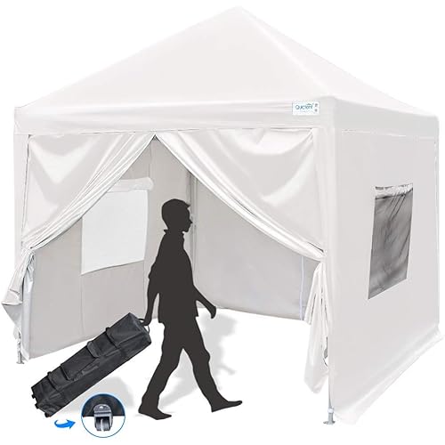 Quictent Privacy 10x10 Pop up Canopy Tent with Sidewalls and Roll-up Ventilated Windows, One Person Setup, Easy Outdoor Commercial Gazebo Shelter Enclosed Waterproof, Bonus 4 Sandbags