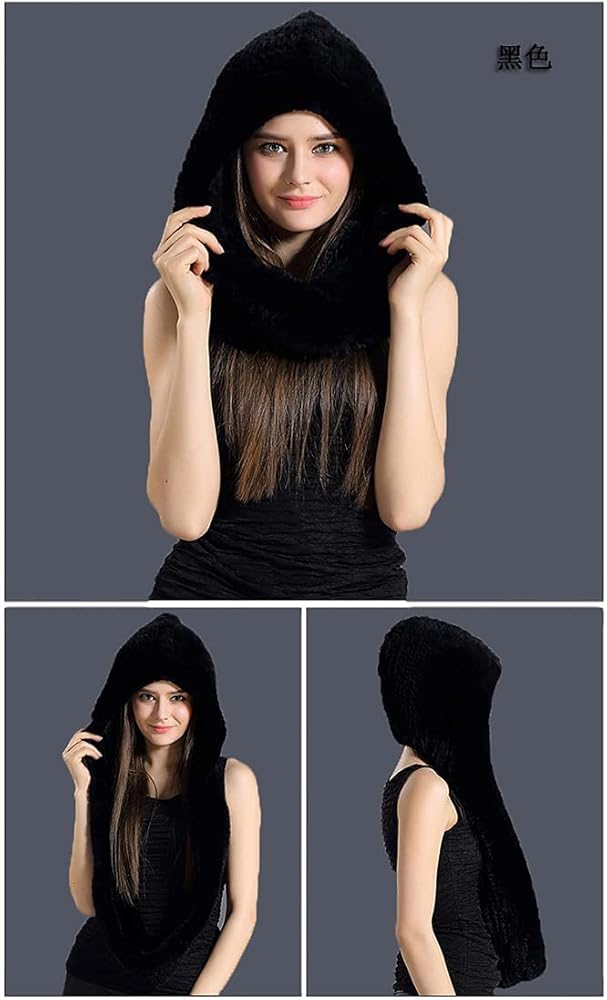 Winter Warm Real Rex Rabbit Fur Hat Women 2-in-1 Function Hoods