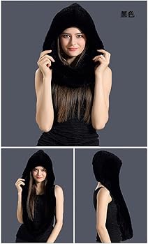 Winter Warm Real Rex Rabbit Fur Hat Women 2-in-1 Function Hoods