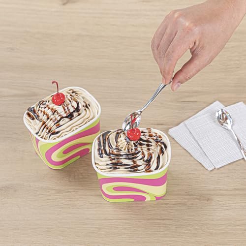 Image of Coppetta 12 Ounce Dessert Cups, 200 Greaseproof Ice Cream Cups - Lids Sold Separately, For Hot And Cold Foods, Pastel Groove Paper Yogurt Bowls, Disposable, Sturdy - Restaurantware