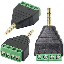 GELRHONR 3.5mm 4 Screw Terminal Adapter, 1/8 Inch 4 Pole Stereo TRRS Audio Plug Solderless Converter for Headphone Headset and Earphone3-Pack