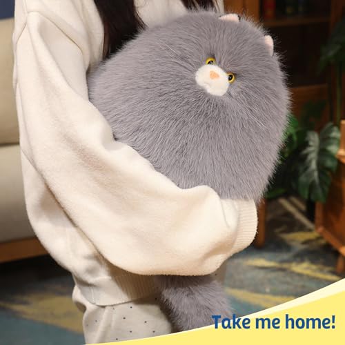 Image of PEACH CAT Fat Cat Stuffed Animal 11.8 inch Big Kitten Plushies Cute Plush Toys Birthday Gifts for Kids Grey