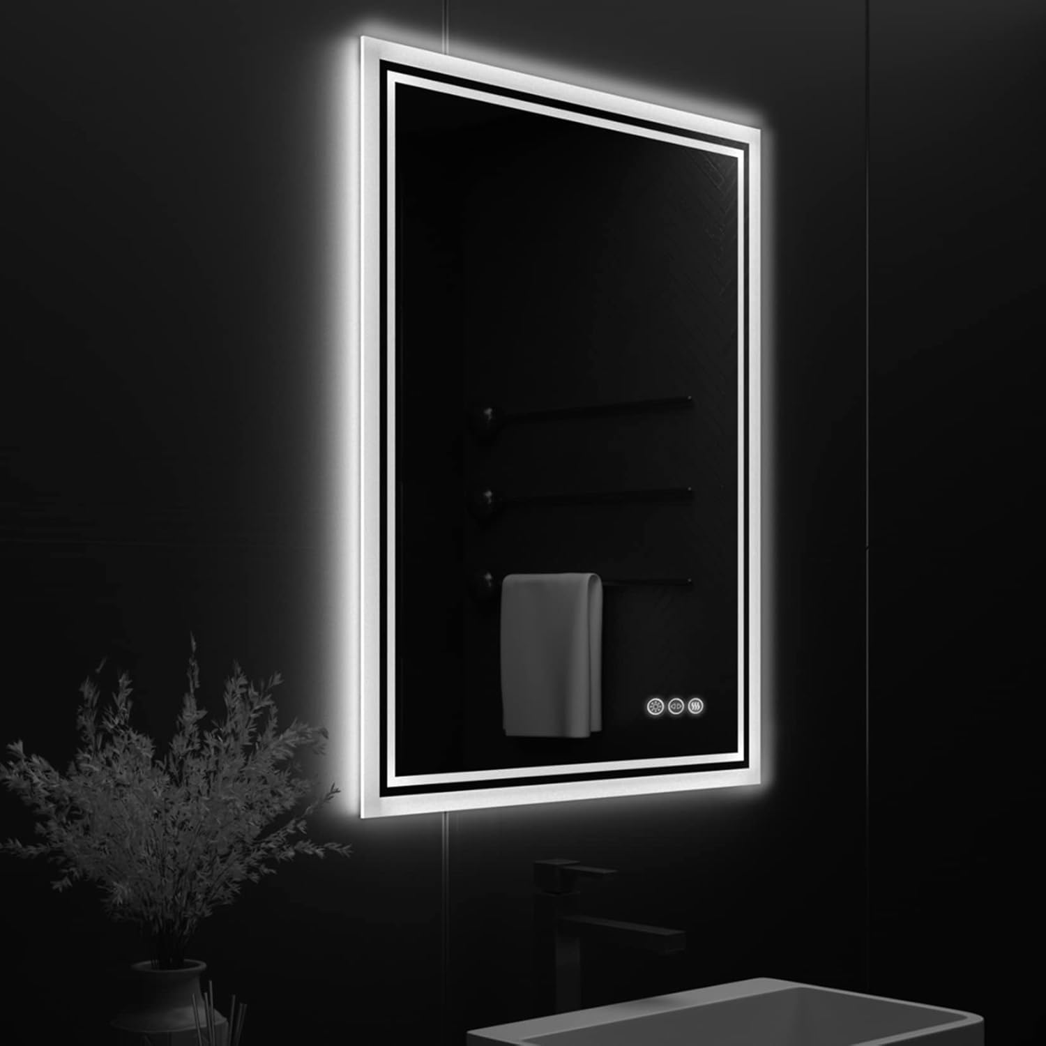 LUVODI Illuminated Bathroom Mirror 600 x 800MM Wall Mounted Vanity