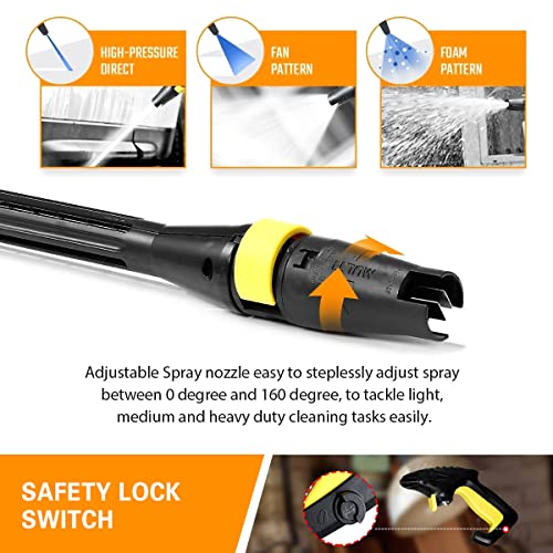 image for BigYao High Pressure Washer 3200PSI, 2350W with Turbo/Spray Nozzle, Sp