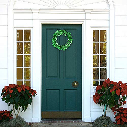 6 Pack St. Patrick’s Day Green Tinsel Garland- 2pcs 14\" Shamrock Wreath+ 2pcs Expandable Wire Garland+ 2pcs 9ft Green Tinsel Metallic Streamers Set Party Favors for Irish St Patrick Home Wall Decors - Thumbnail 7