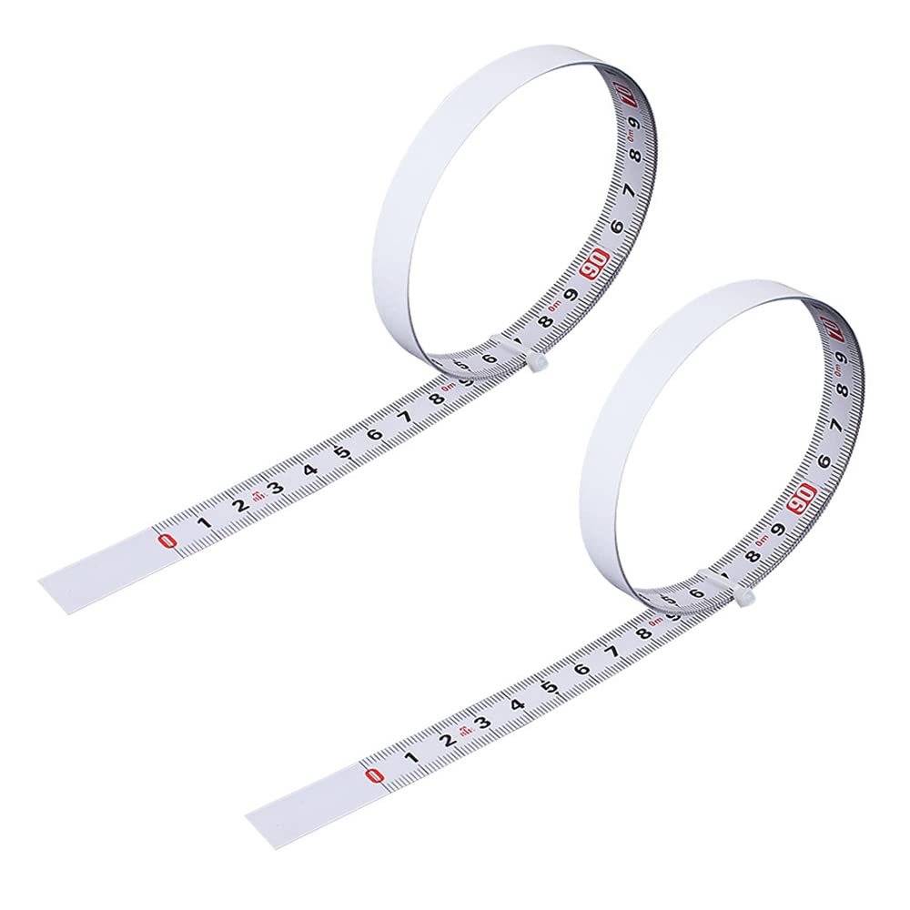 Eleanly 2 Pcs Self Adhesive Tape Measure 1M Self Adhesive Steel White