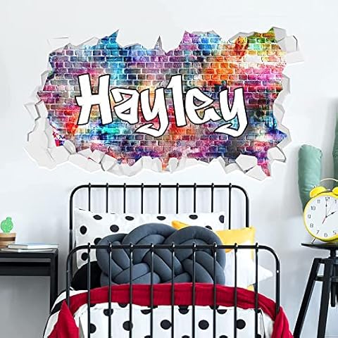 Personalised Rainbow Graffiti Wall Sticker Cover