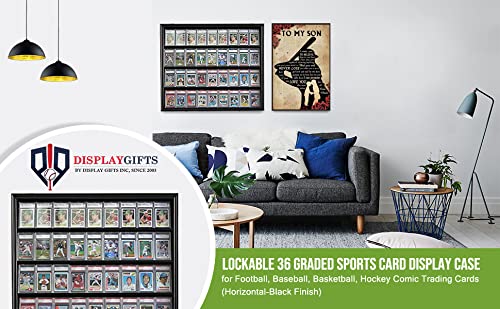 Displaygifts Pro Uv 36 Graded Sports Card Display Case For Football Baseball Basketball Hockey Comic Trading Cards Horizontal (Black Finish) #TOP4
