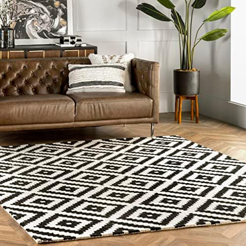NuLOOM Kellee Hand Tufted Geometric Wool Runner Rug, 2' 6" x 8', Black