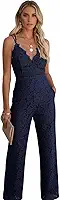 Macacão Branco Feminino Longo Pantalona Elegante Alfaiataria Casamento Civil Noiva-Macacao Social Renda Preto Bordô Azul Festa Reveillon Ano Novo (BR, Alfa, XG, Regular, Regular, Azul-Escuro)