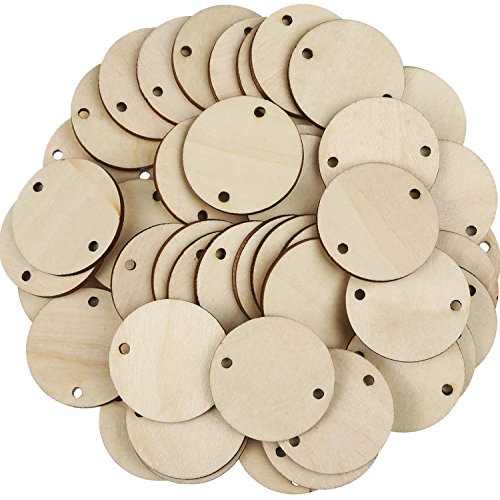 Bememo 100 Pieces Circle Wooden Tags Birthday Board Tags with 2 Holes for Birthday Board Chore Board - //coolthings.us