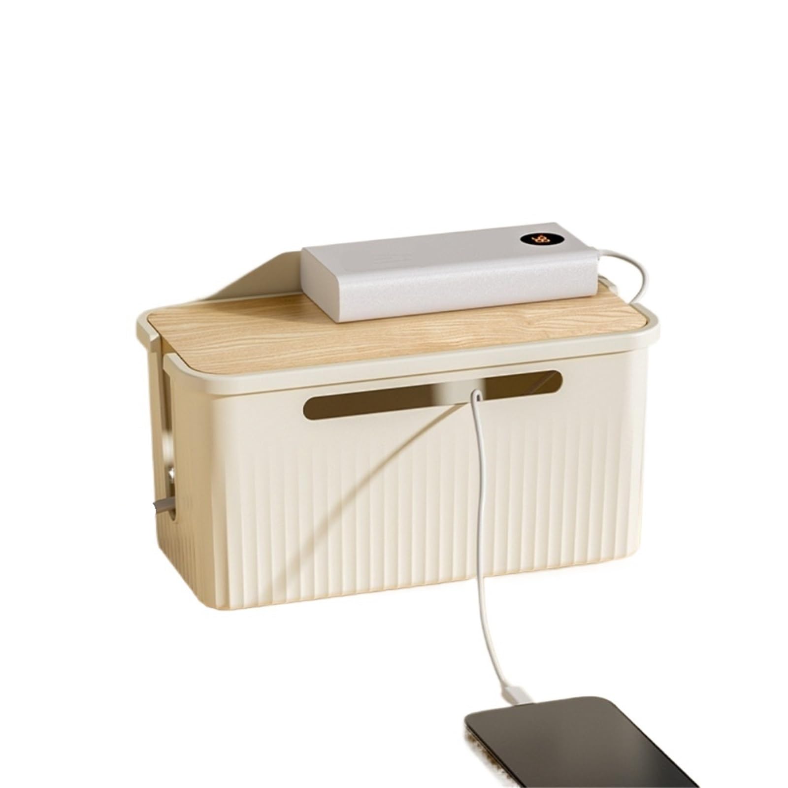 2PCS Plastic Cable Storage Box Multi-Purpose Cord Organizer Desktop Power Management for Office and Home(S)