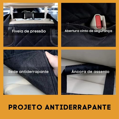 Capa Protetora Pet Para Carro Impermeável Banco Cães E Gatos (Preto)