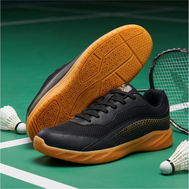 Image of ATHCO Mens Nimble Badminton Shoes for Men - Non-Marking, Anti-Skid Indoor Court Shoes | Lightweight, Breathable & Durable | Ideal for Squash, Volleyball, Basketball & Table Tennis