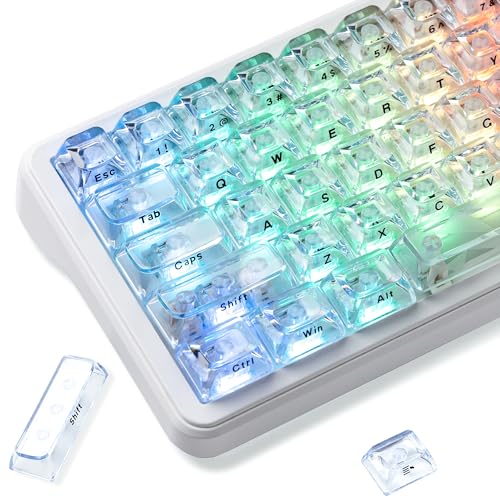 Image of Ice Clear Keycaps Set, 126 Keys Transparent Shine Through Keycap, ASA Profile Keyboard Key Caps, MX-Compatible for 61 /68 /84 /87 /98 /100 /104-Key Mechanical Keyboard