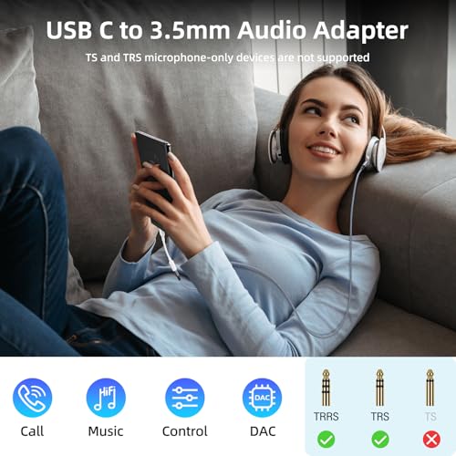 Subynanal Usb C To 3.5Mm Headphone Jack Adapter For Iphone 16/16 Pro/15/15 Pro/Pro Max/Plus thumb #1