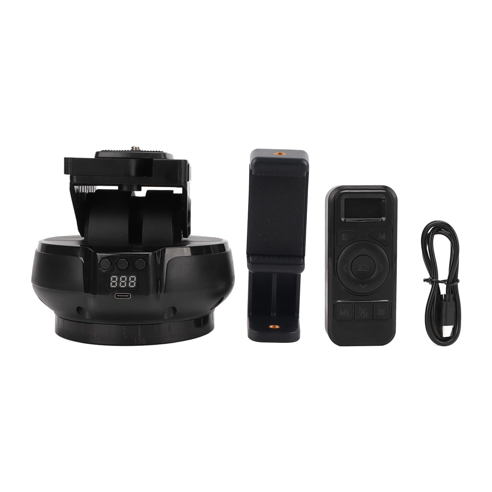 KIMISS Cabezal Panorámico Motorizado, 2 Trípodes Panorámicos 4G Control Remoto Trípodes Monopiés 100 M 360 Grados para Teléfono Móvil Rotación de Cámara ±35 9 Engranajes Velocidad Ajustable