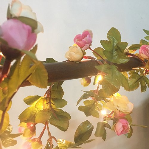 FLCSIed 2 Meter 20 LED Flower Leaf Garland Copper LED Fairy String Lights for Wedding Decoration Party Event with Timer Function (Rose) - Cosy Home Interiors FLCSIed 2 Meter 20 LED Flower Leaf Garland Copper LED Fairy String Lights for Wedding Decoration Party Event with Timer Function (Rose) - Image 5