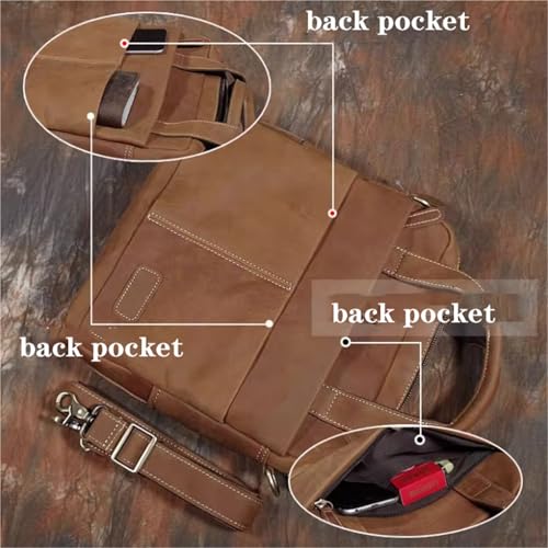 Waterproof Crossbody Messenger Bag, Leather, Vintage Business Sport Travel Shoulder Bag, Rectangle, Multifunctional, for Men4