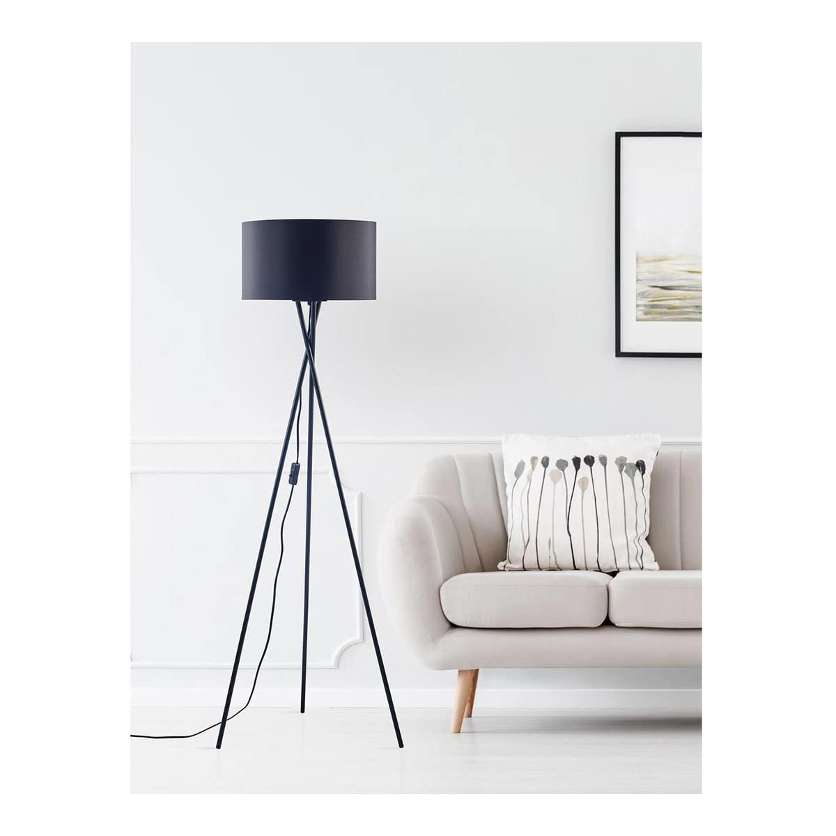 Lámpara de pie industrial Alulne de 140 cm para salón