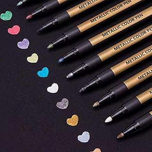 【Beautiful Metallic Pens Set】 ANYUKE metallic gel pens multipack comes with 10 bright and rich colors (slight glitter effect): black, white, dark red, purple, blue, green, brown, olive, silver and gold. These metallic pens contain shimmer ink, perfec...