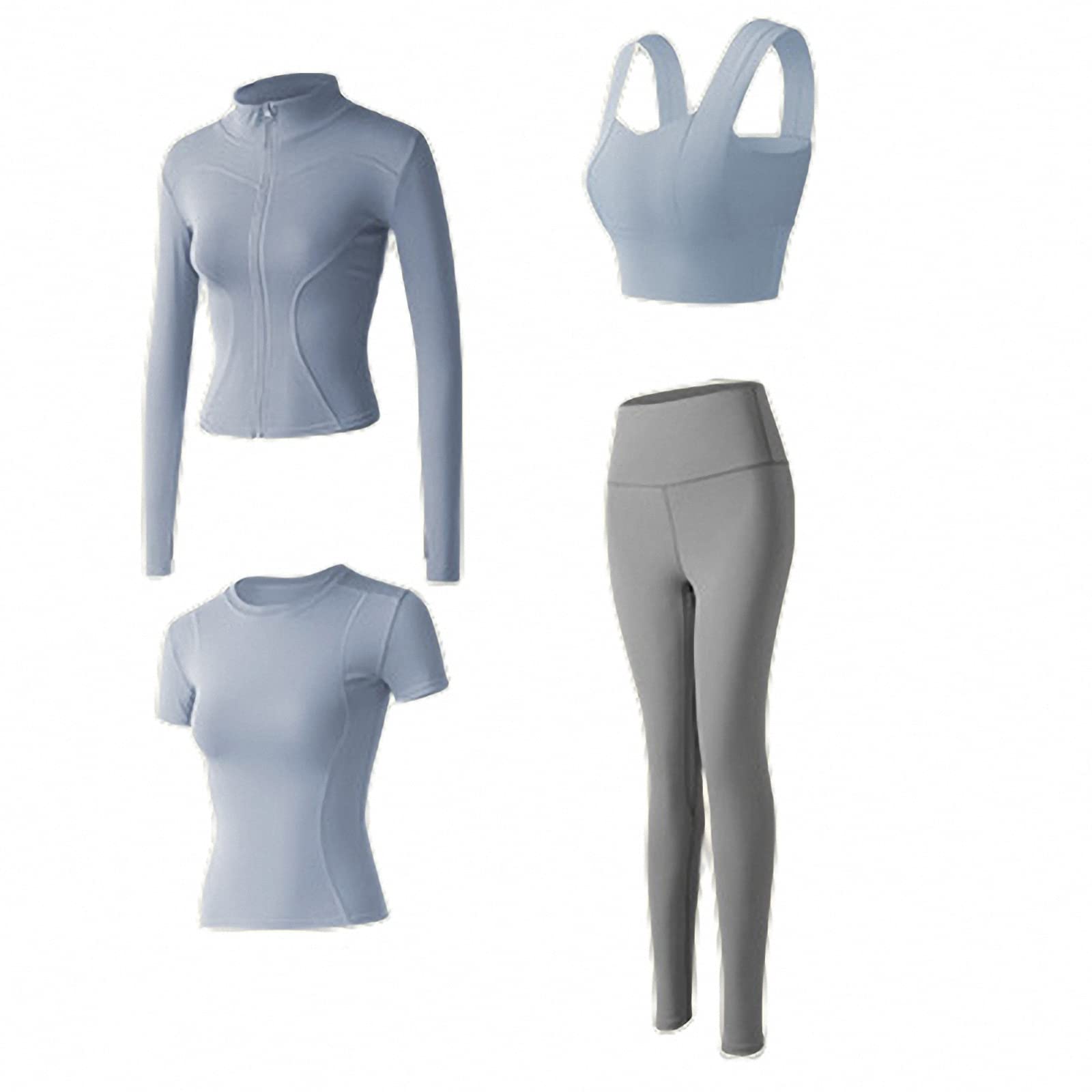 4-częściowy damski zestaw odzieży fitness do jogi, siłownia rano bieganie trening trening legginsy garnitur, styl 4, XL