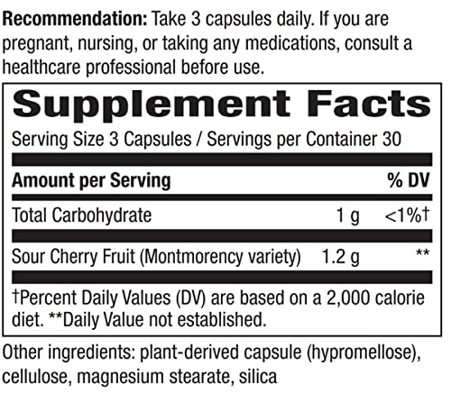 Nature's Way Tart Cherry Ultra Vegetarian Capsules, 1,200 Mg Per Serving, 90 Count #TOP1