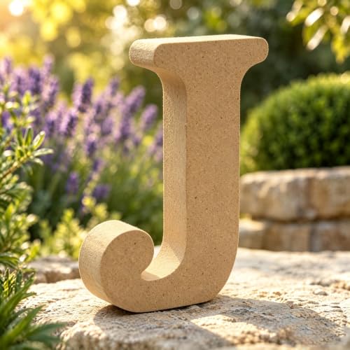 Image of Freeas 8 cm Natural Wooden Letters for Crafts and Wall Decor(J)